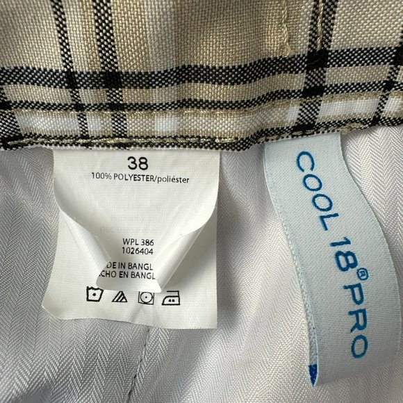 Haggar Men's Cool 18 Pro Straight Fit Flat Front Golf Short, Size W38, Tan Plaid - Picture 9 of 10